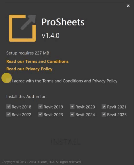 ProSheets Installation First Step